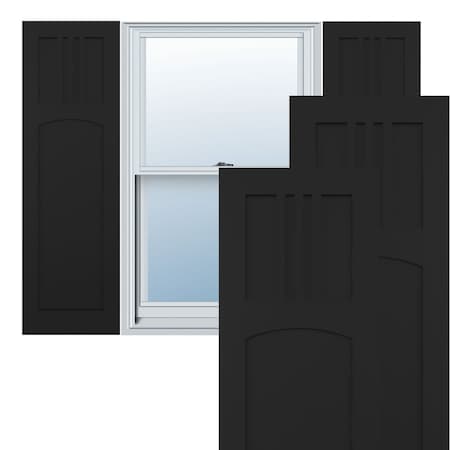 True Fit PVC San Miguel Mission Style Fixed Mount Shutters, Black, 12W X 58H